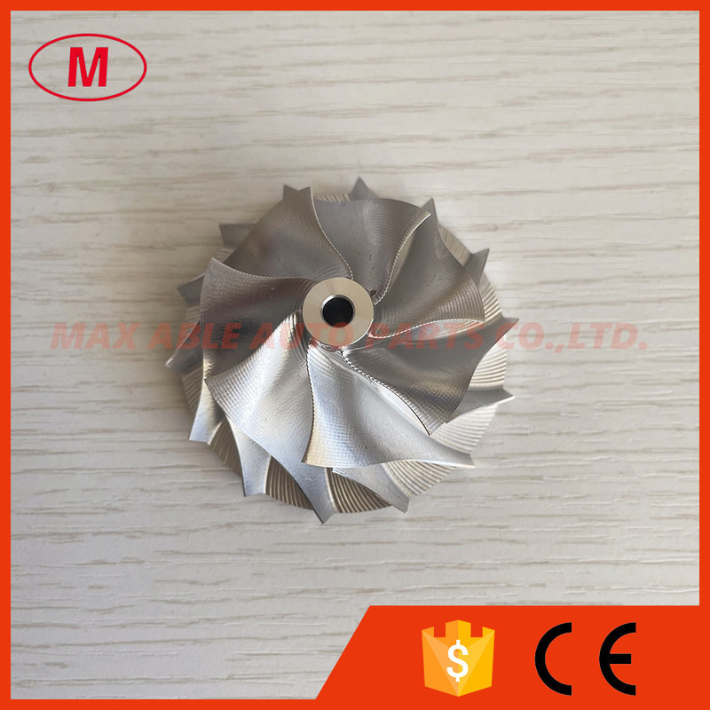 TD03 39.98/52.00mm 7+7 blades Point Milling_Snake Curve,Twisted Blade design, Performance turbo Billet compressor wheel
